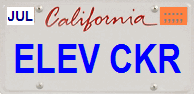  ELEV CKR License Plate 